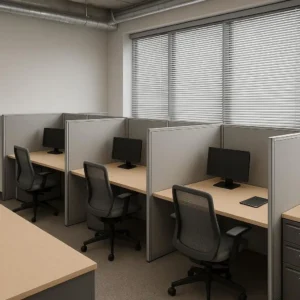 Aluminum Mini Blinds Small Business Office Cubicles Modern, industrial, and budget-friendly-efficiently handles everyday use.