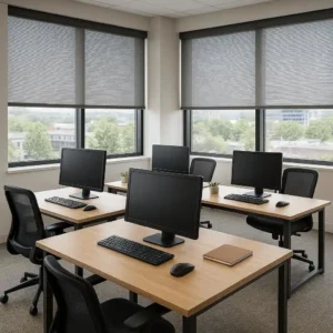 Anti-glare Blinds IT Company Workstations Comfortable, productive, and screen-friendly-reduces eye strain for computer users.
