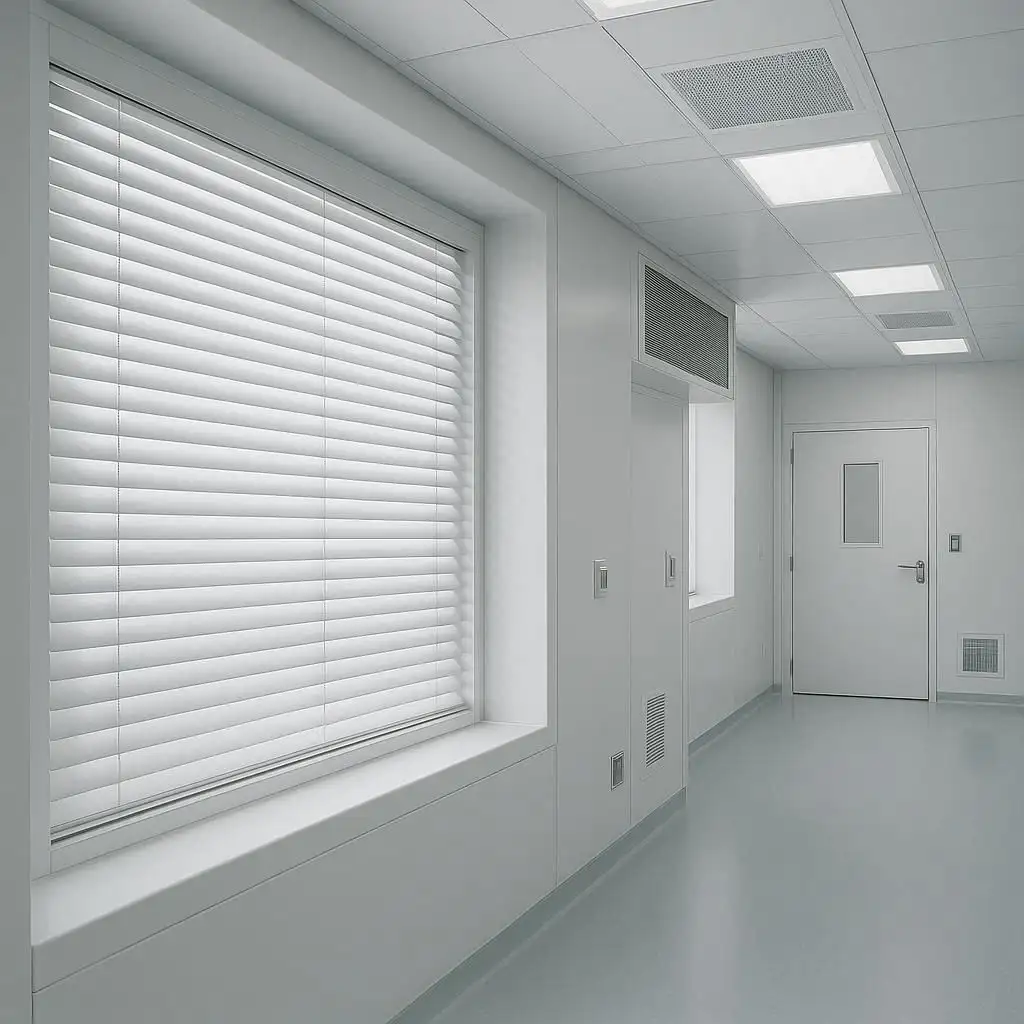Dust-resistant Blinds Pharmaceutical Clean Room Clean, allergen-free, and low-maintenance-maintains sterile conditions.