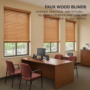 Faux Wood Blinds Retail Bank Branch Durable, practical, and stylish-delivers a professional look that stands up to high traffic.