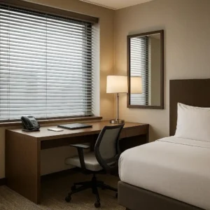 Horizontal Venetian Blinds Hotel Business Center Professional, versatile, and adjustable-suits a range of guest work needs.