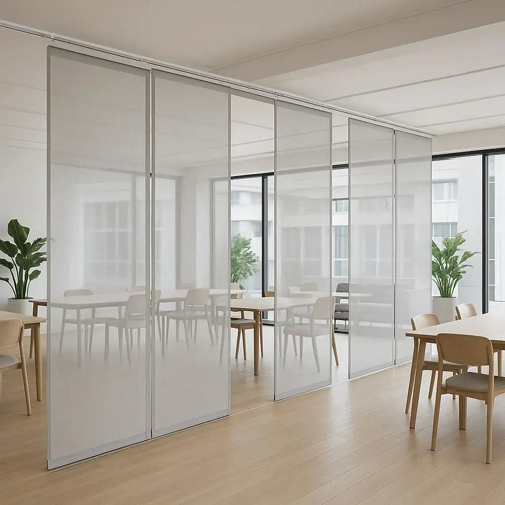 Panel Track Blinds Co-working Space Partition Contemporary, open, and spacious-divides large areas while maintaining an airy feel.