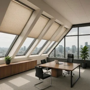 Roof Window Blinds Penthouse Office Space Innovative, light-filled, and specialty-lets executives enjoy city views while maintaining comfort.
