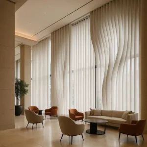 S-Curve Vertical Blinds Modern Hotel Lobbies Stylish, flowing, and architectural-adds a touch of modern elegance.
