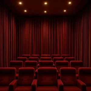 Sound-absorbing Drapes Hotel Theater or Cinema Quiet, immersive, and plush-reduces echo and creates a luxurious viewing environment.