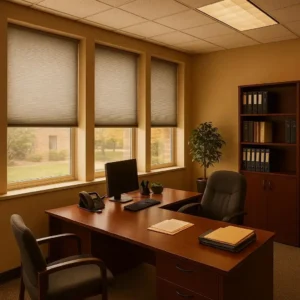 Thermal Blinds Energy-efficient Government Office Warm, energy-efficient, and cozy-reduces heating and cooling costs.