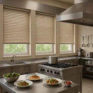 Vinyl Blinds Hotel Restaurant Kitchen Windows Durable, washable, and easy-to-maintain-for high-traffic and spill-prone zones.