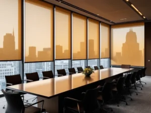 Corporate boardroom with professional blinds and modern commercial design