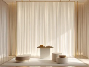 Luxury retail store showcasing custom drapery and blinds