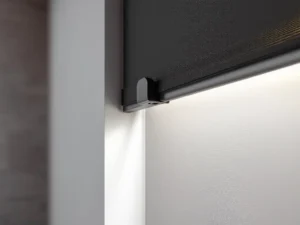 Detail of motorized window shades for convenient luxury light control
