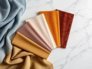 Fan of high-end custom fabric swatches for luxury drapery