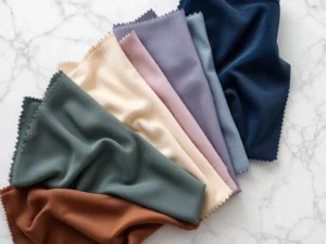 Fan of high-end upholstery and drapery fabric swatches for custom interiors
